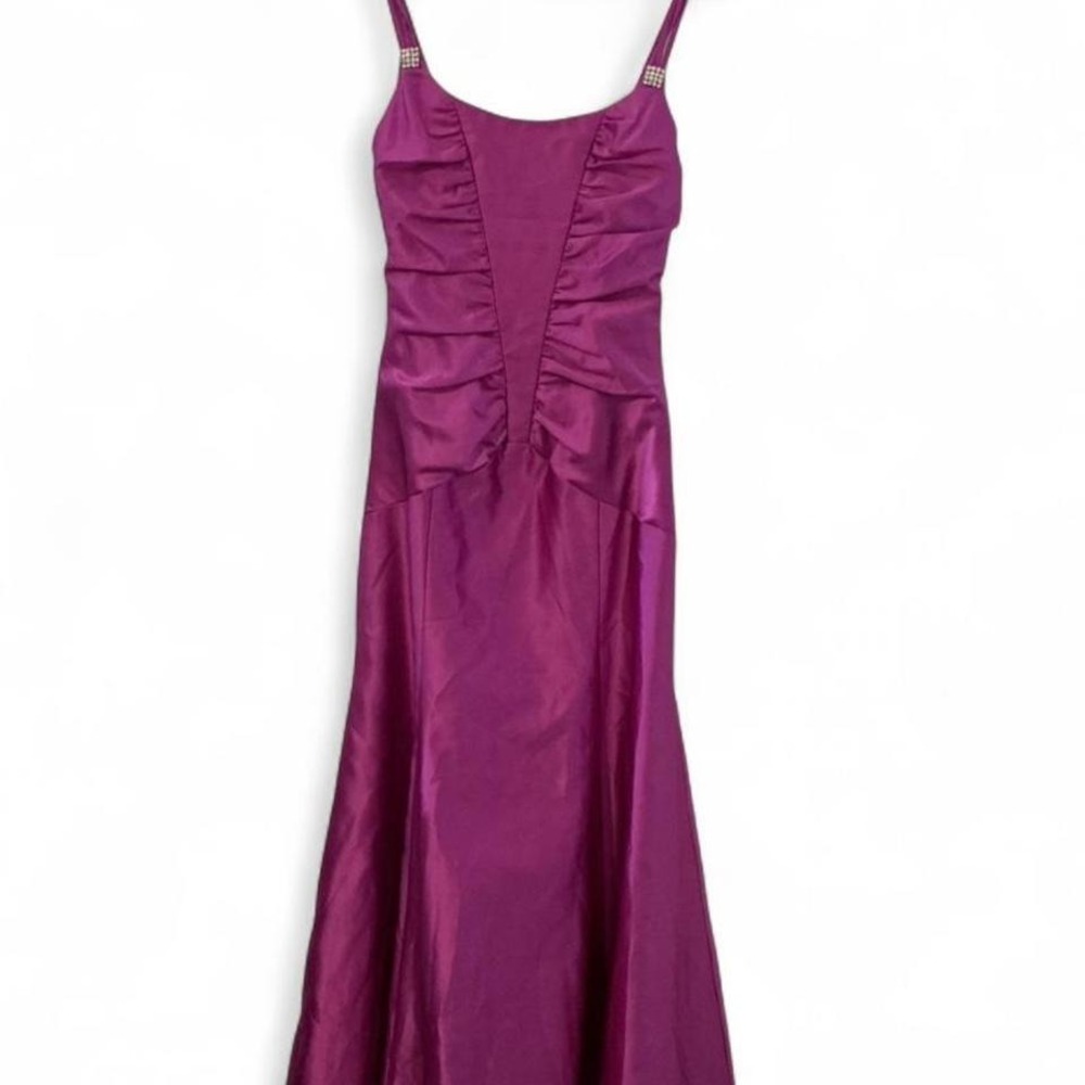 Jessica McClintock Gunne Sax Gown Womens 5/6 Pink Excellent Ruched Satin Maxi